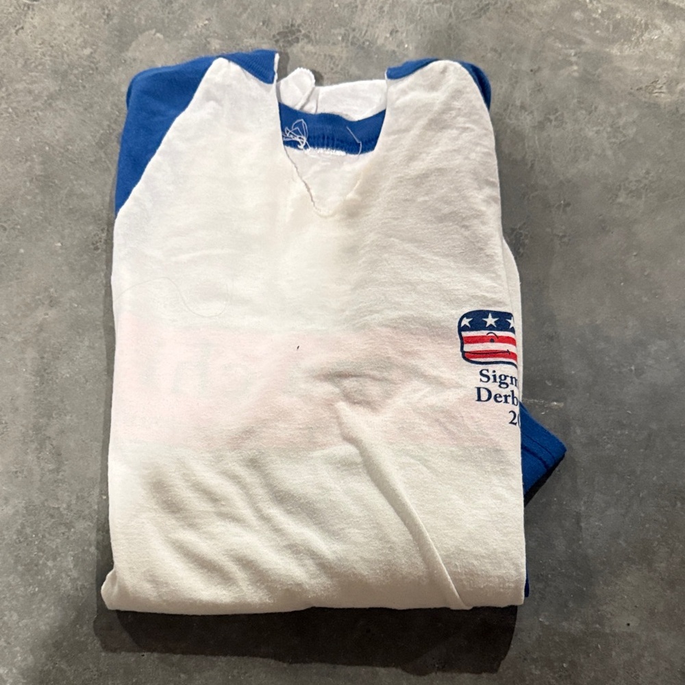 White and Blue Raglan Shirt